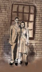 Couple by wall